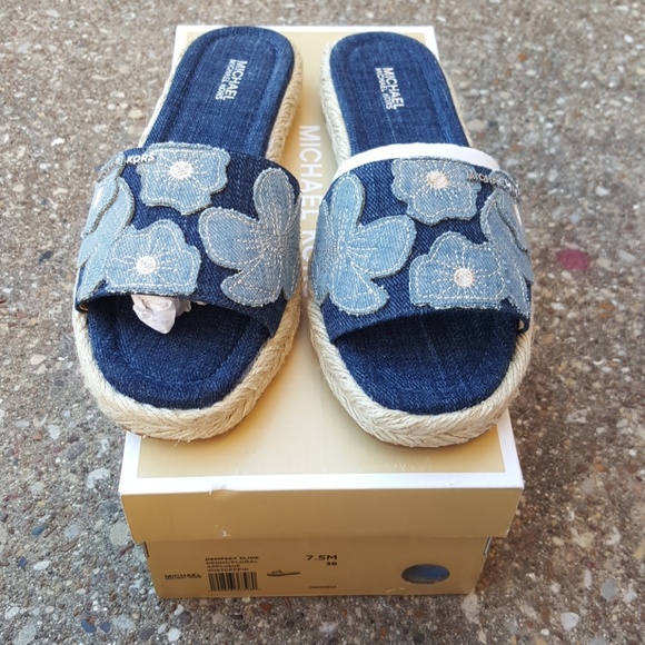 michael kors slides womens blue